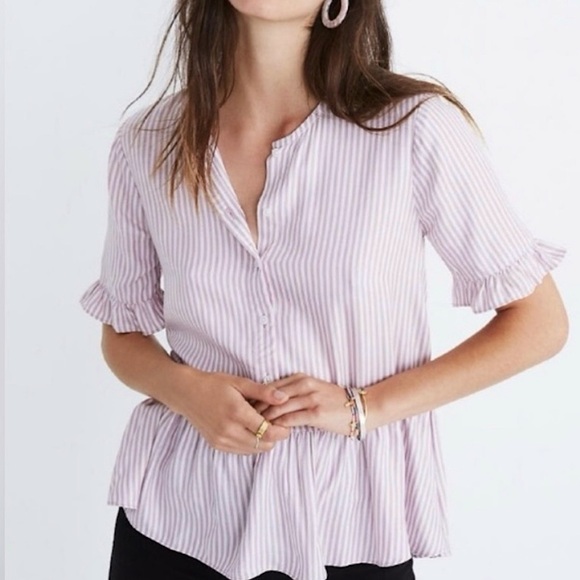 Madewell Studio Ruffle-Hem Serene Lavender Blouse - Picture 1 of 6